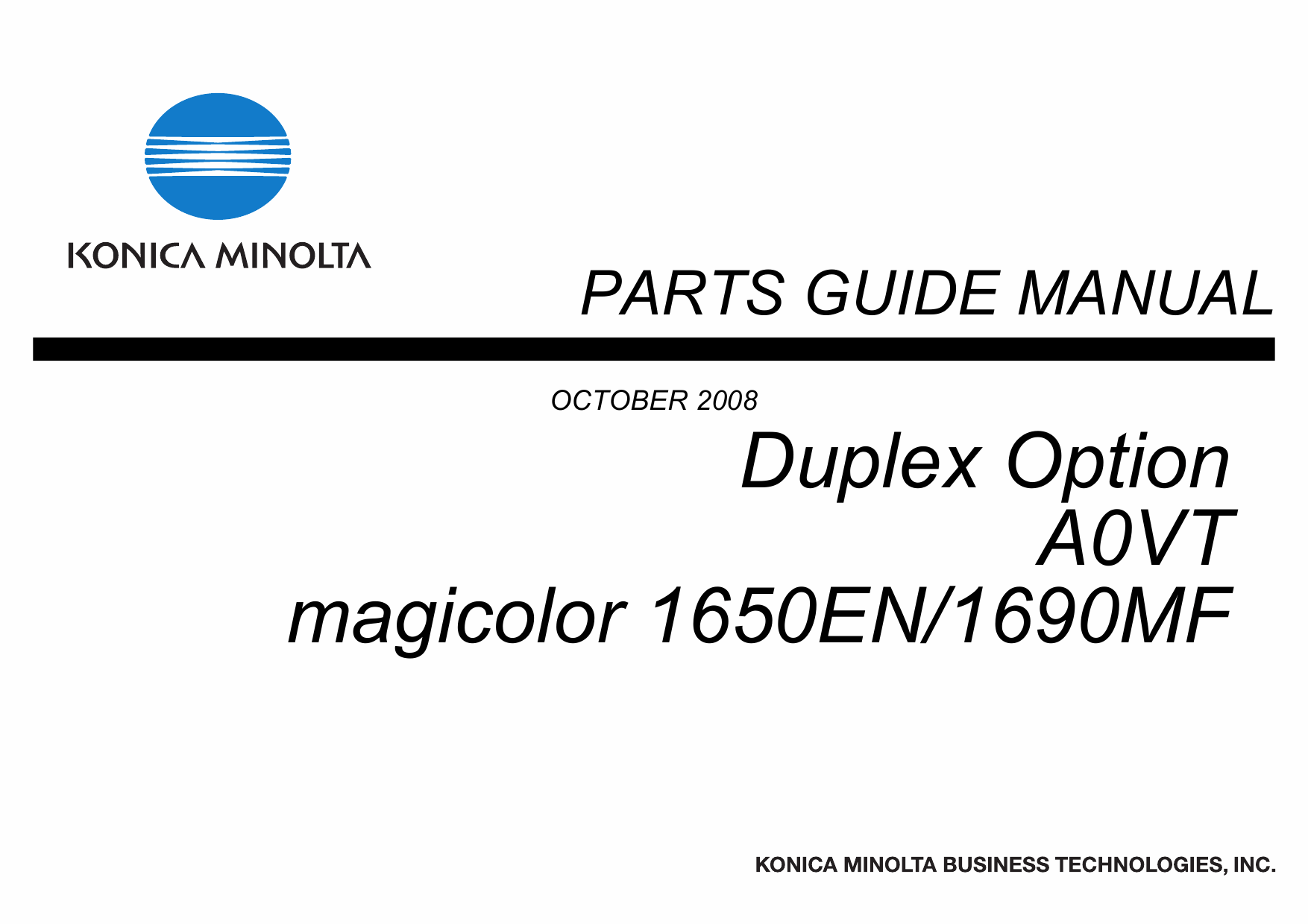 Konica-Minolta magicolor 1650EN 1690MF Duplex-Option Unit A0VT Parts Manual-1